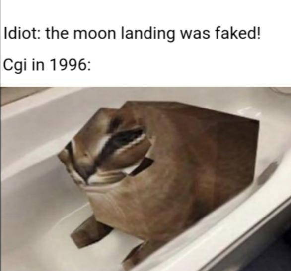 Idiot: the moon landing was faked! Cgi in 1996: Wood