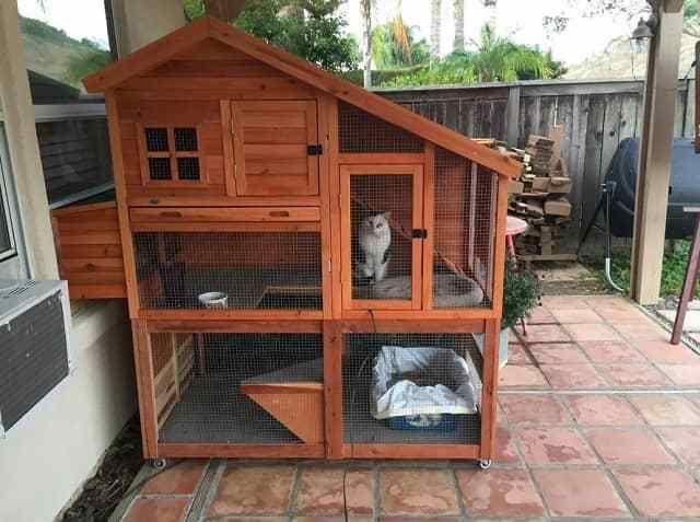 drewniany domek woliera dla kotów