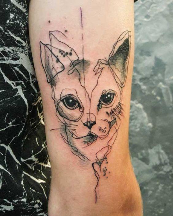 Tatuaż - głowa kota"