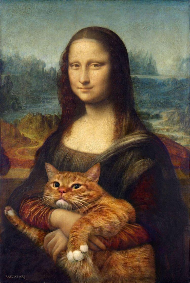 Mona Lisa z grubym rudym kotem