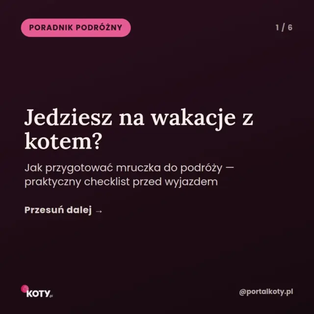 Planujesz wyjazd z kotem? 🐈
Nie każdy mruczek odnajdzie się w podróży. Podpowiadamy jak dobrze przygotować się do wyjazdu 🚗☀️
Przesuń i sprawdź nasze wskazówki! 👉🏻
Link do całego artykułu znajdziesz w naszym bio 🔗